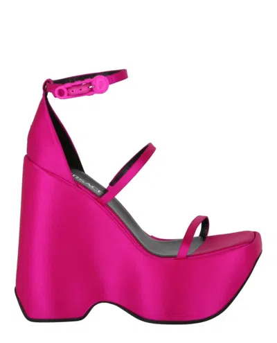 Shop Versace Platform Wedge Sandals In Pink
