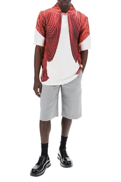 Shop Comme Des Garçons Homme Deux Knit Polo Shirt With Theater Print In White,red