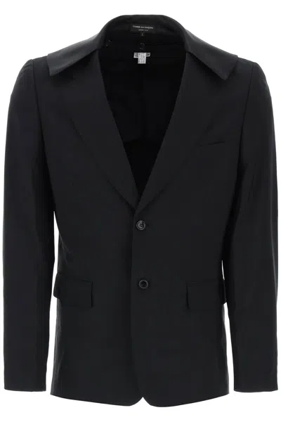 Shop Comme Des Garçons Homme Deux Satin Collar Blazer With Eight In Black