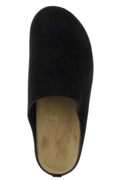 Shop The Row Hugo Suede Leather Sabot Shoe For In Black