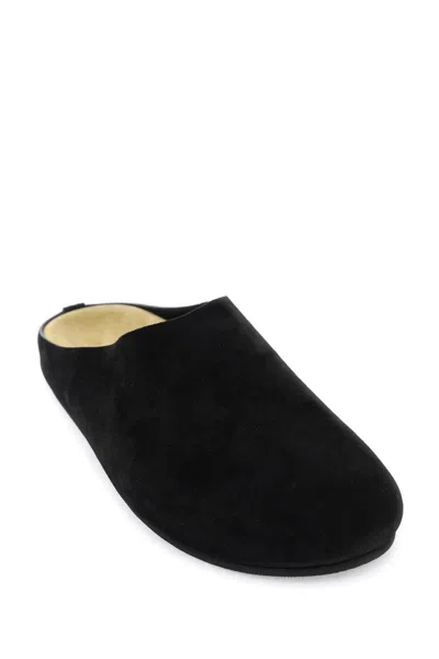Shop The Row Hugo Suede Leather Sabot Shoe For In Black