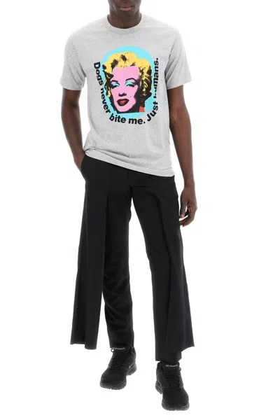 Shop Comme Des Garçons Shirt Marilyn Monroe Print T In Grey