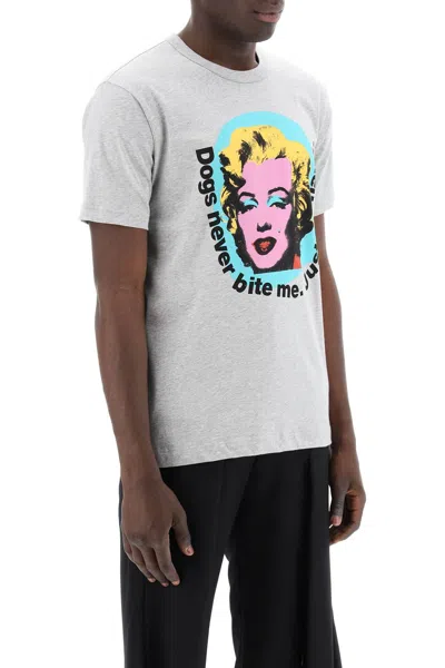 Shop Comme Des Garçons Shirt Marilyn Monroe Print T In Grey