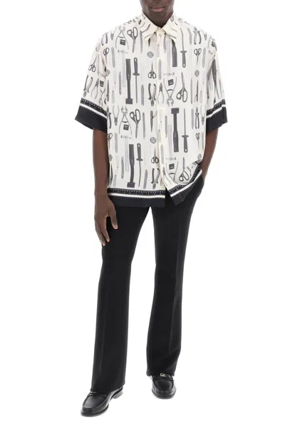 Shop Fendi Short-sleeved Silk Shirt For In White,black