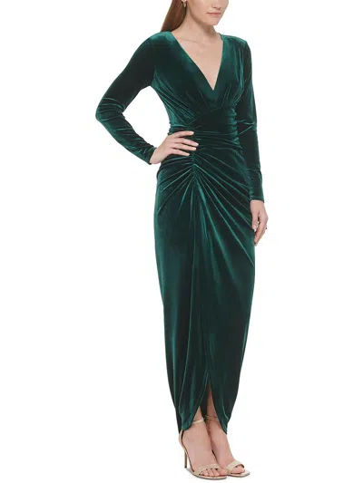 Shop Vince Camuto Womens Velvet Long Evening Dress In Green