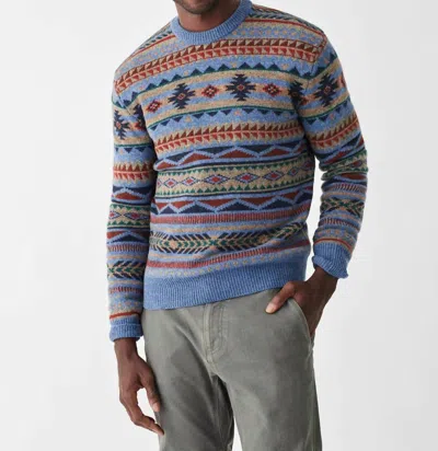 Shop Faherty Doug Good Feather Fair Isle Sweater In Blue Winter Night In Multi