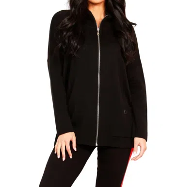 Angel Apparel Zip Up Poncho In Black In Black