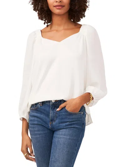 Shop Vince Camuto Womens Ruched Shoulder Puff Sleeve Blouse In White