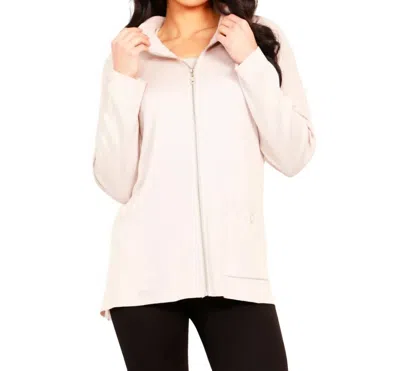 Angel Apparel Zip Up Poncho In Stone In White