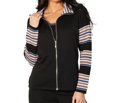 Shop Angel Apparel Zip Collar Jacket In Black/multi