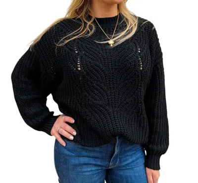 Shop Glam Open Cable Knit Sweater In Black