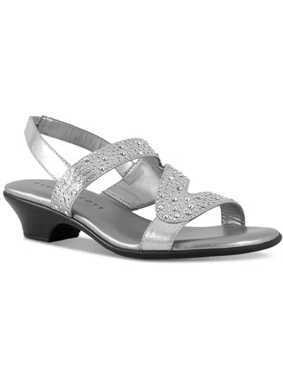 Shop Karen Scott Elinna Womens Sparking Asymmetrical Straps Ankle Strap In Silver