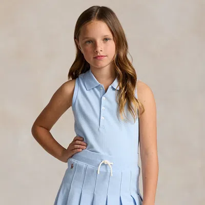 Shop Polo Ralph Lauren Cotton Mesh Sleeveless Polo Shirt In Bluebell