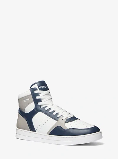Shop Michael Kors Jacob Leather High-top Sneaker In Blue