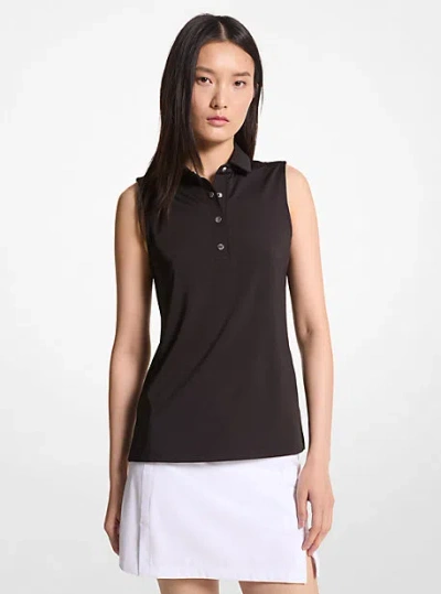Shop Michael Kors Golf Tech Performance Sleeveless Polo Shirt In Black