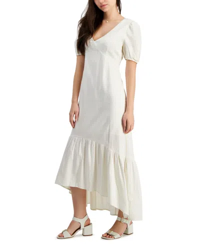 Shop Tinsel Juniors' V-neck High-low Flounce Maxi Dress In White