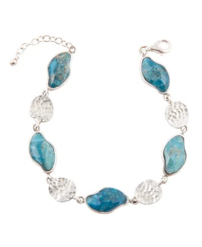 Barse Luna Genuine Blue Apatite Abstract Line Bracelet In Genuine Blue Apatite