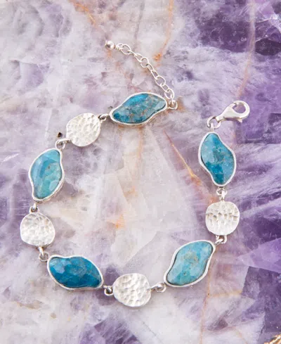 Barse Luna Genuine Blue Apatite Abstract Line Bracelet In Genuine Blue Apatite