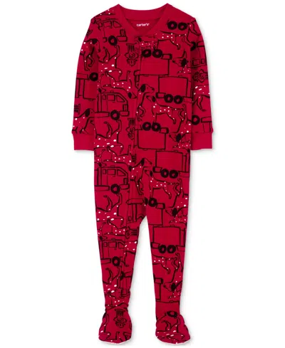 Shop Carter's Baby Boys And Baby Girls 100% Snug Fit Cotton Footie Pajamas In Red