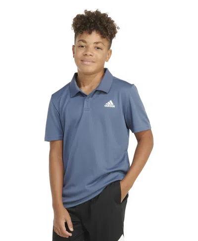 Shop Adidas Originals Big Boys Short Sleeve 3-stripe Polyester Mesh Polo In Halo Blue