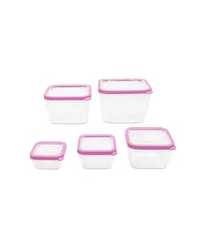 Shop Sedona 10 Piece Square Plastic Storage Container Set In Pink