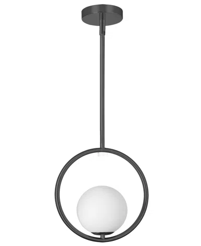 Shop Dainolite 10.75" Metal, Glass Adrienna 1 Light Pendant With Glass In Matte Black,opal White