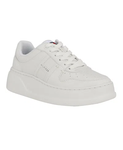 Shop Tommy Hilfiger Women's Giahn Lace Up Fashion Sneakers In White