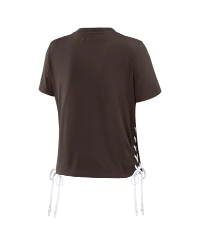 Wear By Erin Andrews Brown San Diego Padres Side Lace-up Cropped T-shirt In Brown