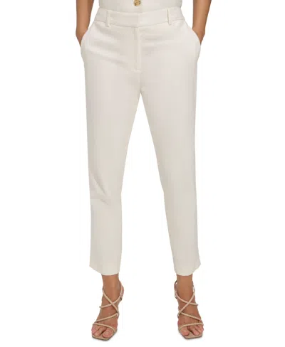Shop Dkny Women's Mid-rise Slim-fit Bootcut Pants In Ivory