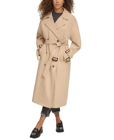 Levi's Belted Long Trench Coat In Khaki