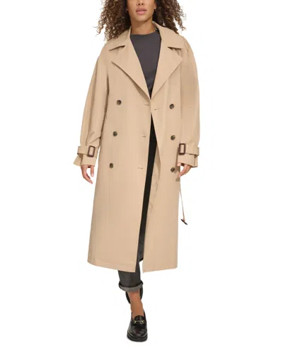 Levi's Belted Long Trench Coat In Khaki