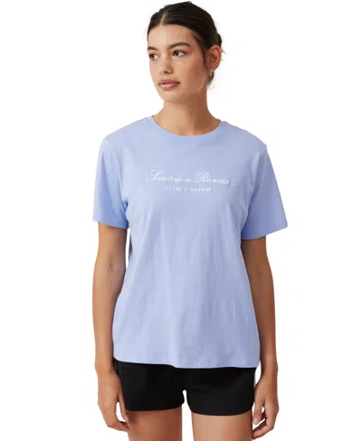 Shop Cotton On Women's Regular Fit Graphic T-shirt In Santoriva Riviera,frosted Blue