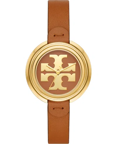Shop Tory Burch Women's The Miller Luggage Leather Strap Watch 36mm In Brown