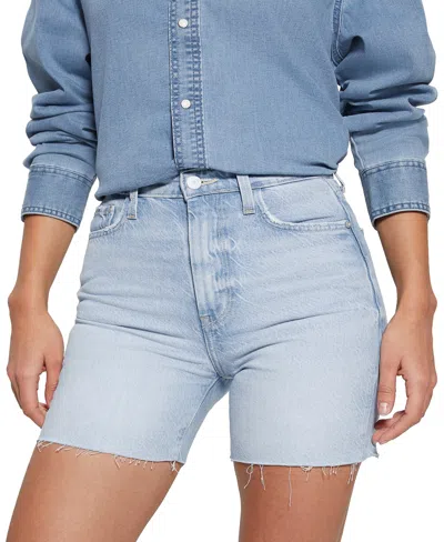 Guess Women's '80s Pedal Raw-hem Denim Shorts In The Seaside
