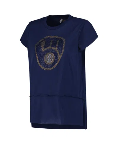 Shop G-iii 4her By Carl Banks Women's  Navy Milwaukee Brewers Cheer Fashion T-shirt