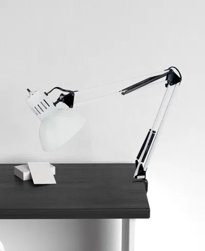 Dainolite 36" Metal Spring Balanced Clamp-on Task Lamp In Gloss White,black