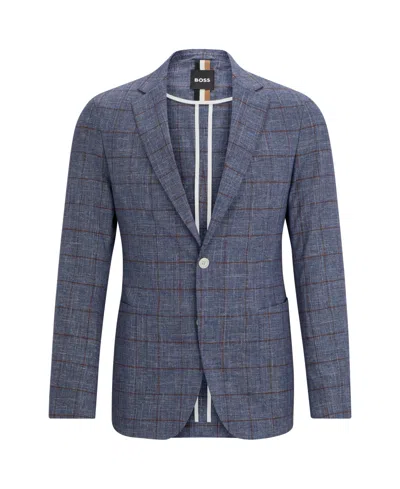 Shop Hugo Boss Boss By  Men's Slim-fit Micro-patterned Jacket In Open Blue