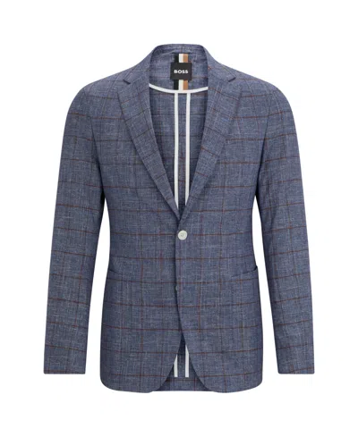 Hugo Boss Boss By  Men's Slim-fit Micro-patterned Jacket In Open Blue