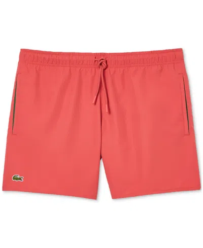 Shop Lacoste Men's Light Quick-dry Swim Shorts In Ikb Noir,vert