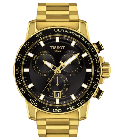 Shop Tissot Men's Swiss Chronograph Supersport Gts Gold Pvd Stainless Steel Bracelet Watch 46mm In No Color