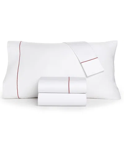Shop Charter Club Damask Solid 550 Thread Count 100% Cotton 4-pc. Sheet Set, Queen, Created For Macy's In Red Currant Hem