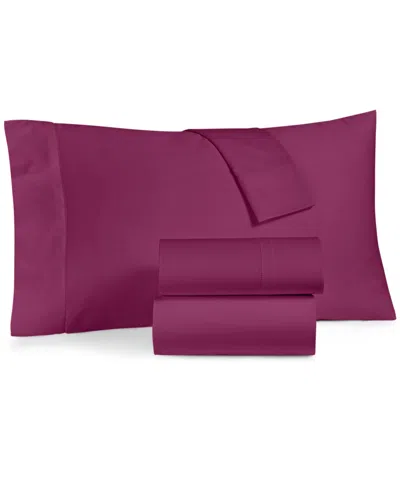 Shop Charter Club Damask Solid 550 Thread Count 100% Cotton 4-pc. Sheet Set, Queen, Created For Macy's In Red Currant Hem