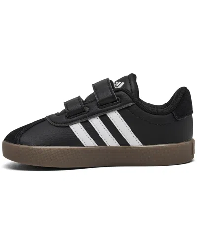 Adidas Originals Toddler Kids Vl Court 3.0 Fastening Strap Casual Sneakers From Finish Line In Black,white