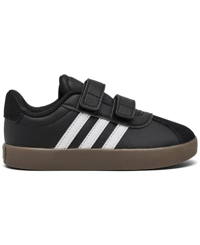 Adidas Originals Toddler Kids Vl Court 3.0 Fastening Strap Casual Sneakers From Finish Line In Black,white