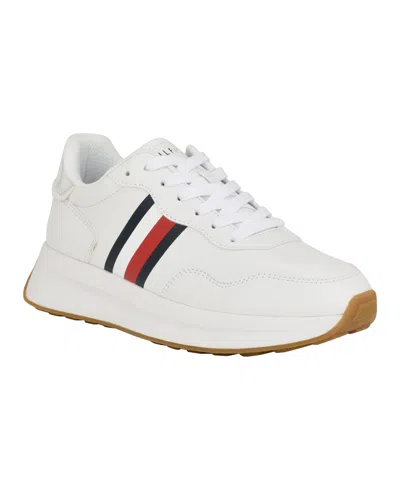 Shop Tommy Hilfiger Women's Daryus Classic Lace-up Jogger Sneakers In White