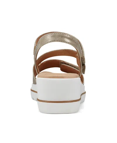 Shop Easy Spirit Women's Shirley Open Toe Strappy Casual Wedge Sandals In Gold