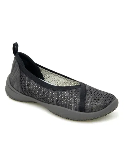 Shop Jbu Women's Emma Perforated Pattern Slip-on Flat Shoe In Black Shimmer