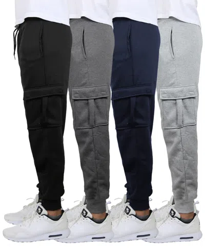 Blue Ice Men's Heavyweight Fleece-lined Cargo Jogger Sweatpants-4pk In B-c-n-hg