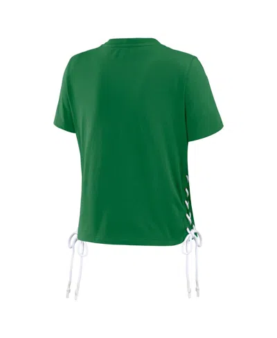Wear By Erin Andrews Green Oregon Ducks Side Lace-up Modest Crop T-shirt In Green