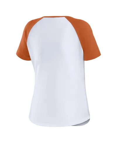 Wear By Erin Andrews White Texas Longhorns Baseball Logo Raglan Henley T-shirt In White